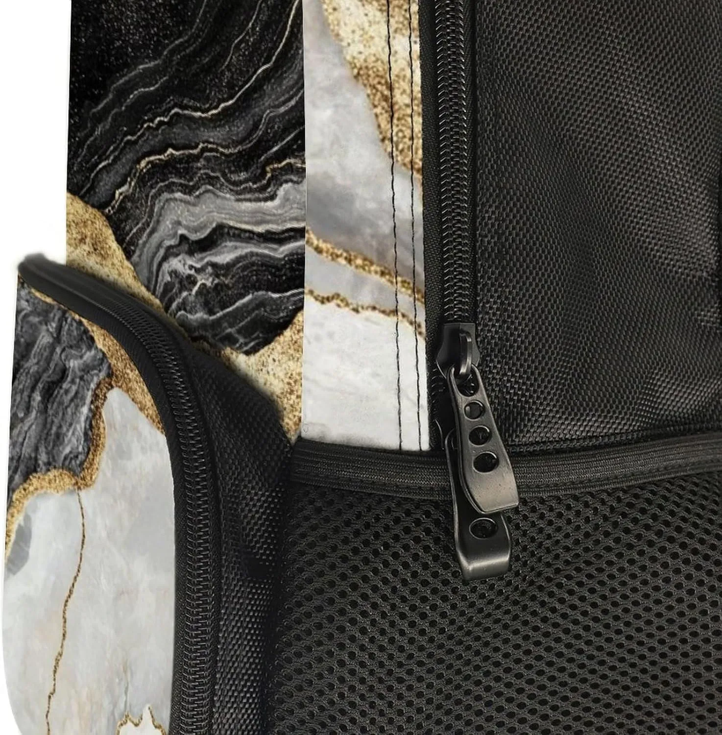 Supdreamc Lightweight Rucksacks for Camping Picnic Walking Cycling - Large Capacity Multipurpose Anti-Theft Carry On Bag, Gold Black Marble Travel Hiking & Camping Rucksack