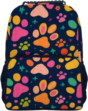 Supdreamc Men Women Lightweight Colorful Dog Bones Paw Prints Daypack Bookbag Big Capacity Carry On Bag With Side Pockets for Camping Travel Bicycle