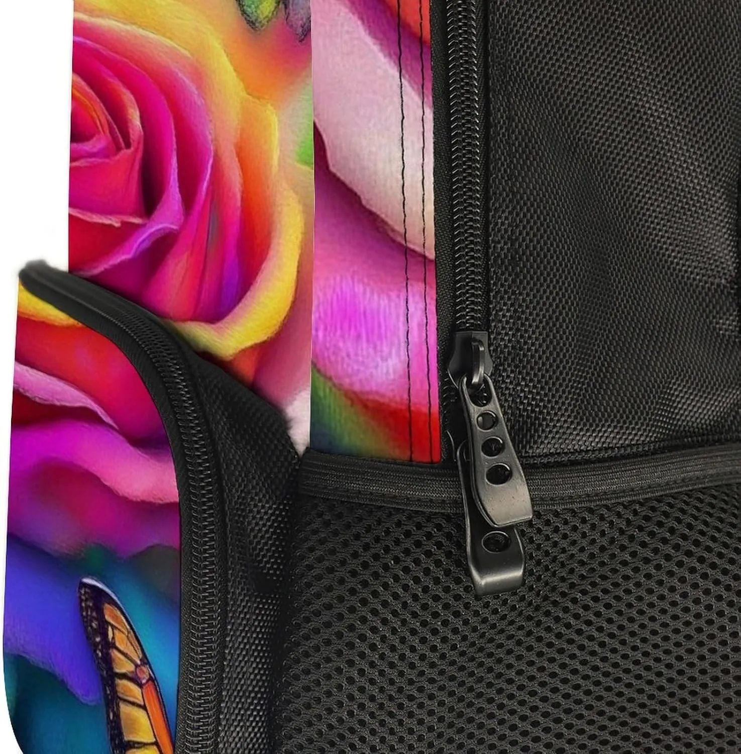 Supdreamc Men Women Polyester Trippy Tie Dye Rose Colorful Art Daypack Big Capacity Shoulder Bag With Adjustable Shoulder Straps for Camping Travel Walking Cycling