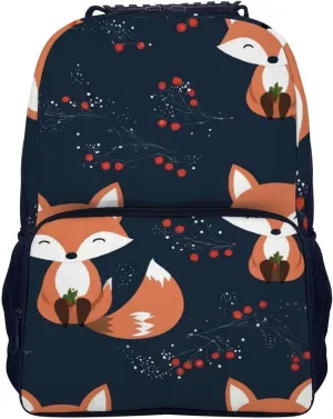 Supdreamc Polyester Daypack Backpack for Trekking Picnic Walking Cycling - Large Capacity Anti-Theft Multipurpose Shoulder Bag, Cute Fox Art Casual Daypack