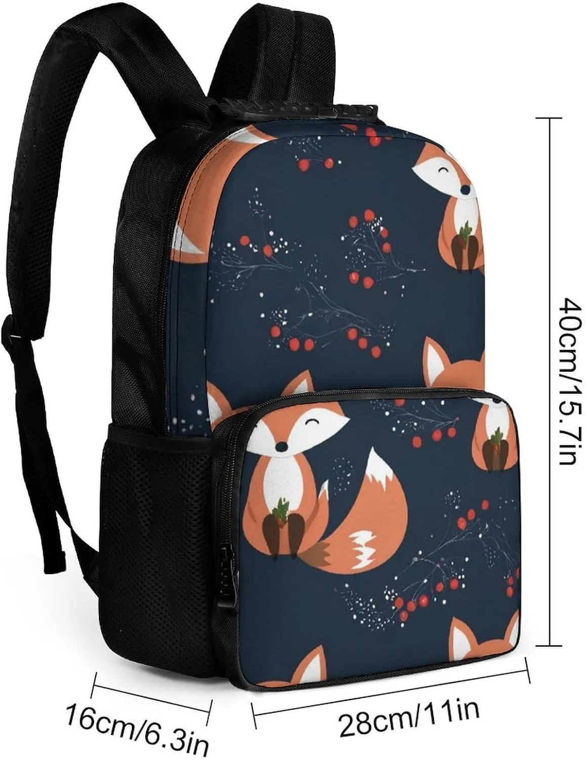 Supdreamc Polyester Daypack Backpack for Trekking Picnic Walking Cycling - Large Capacity Anti-Theft Multipurpose Shoulder Bag, Cute Fox Art Casual Daypack