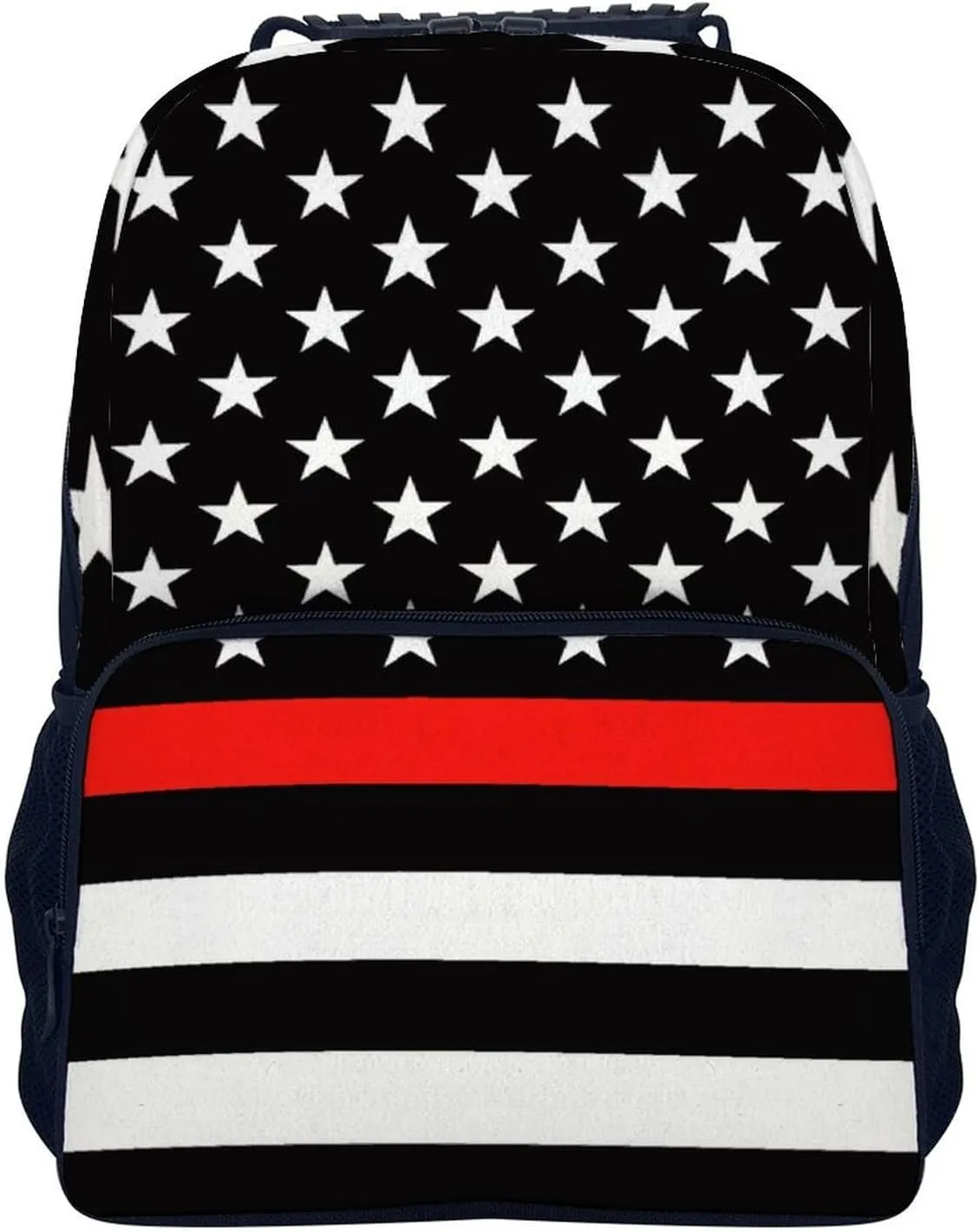 Supdreamc Polyester Daypack Bookbag for Gym Business Bicycle - Large Capacity Multipurpose Anti-Theft Carry On Bag, American Thin Red Line Flag Pattern Travel Hiking Daypack