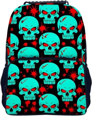 Supdreamc Polyester Daypack for Camping Travel Walking Cycling - Big Capacity Anti-Theft Multipurpose Bookbag, Halloween Cool Red Blood Zombie Skull Camping Outdoor Backpack