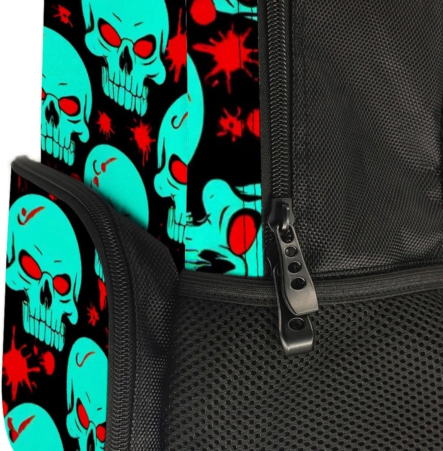 Supdreamc Polyester Daypack for Camping Travel Walking Cycling - Big Capacity Anti-Theft Multipurpose Bookbag, Halloween Cool Red Blood Zombie Skull Camping Outdoor Backpack