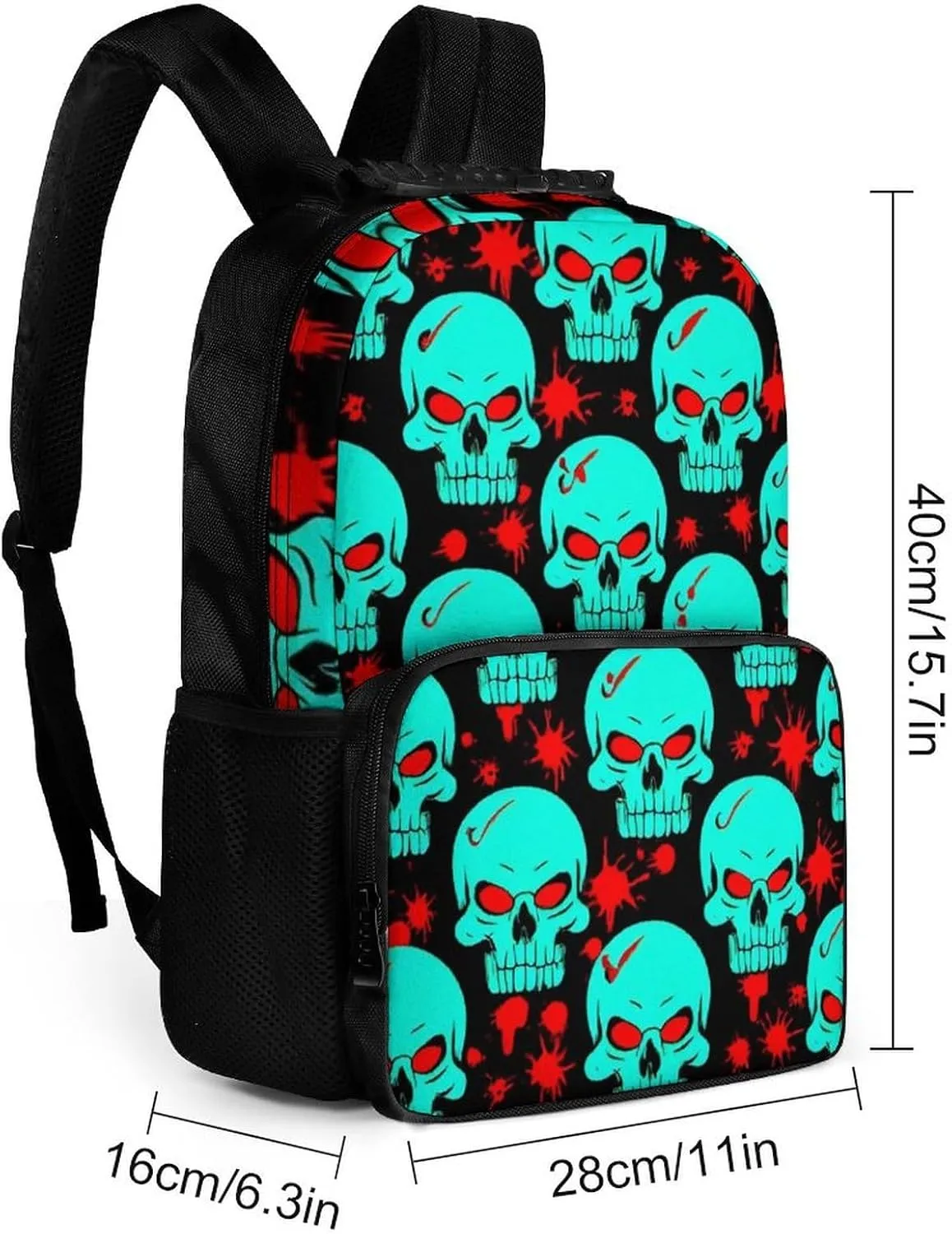 Supdreamc Polyester Daypack for Camping Travel Walking Cycling - Big Capacity Anti-Theft Multipurpose Bookbag, Halloween Cool Red Blood Zombie Skull Camping Outdoor Backpack
