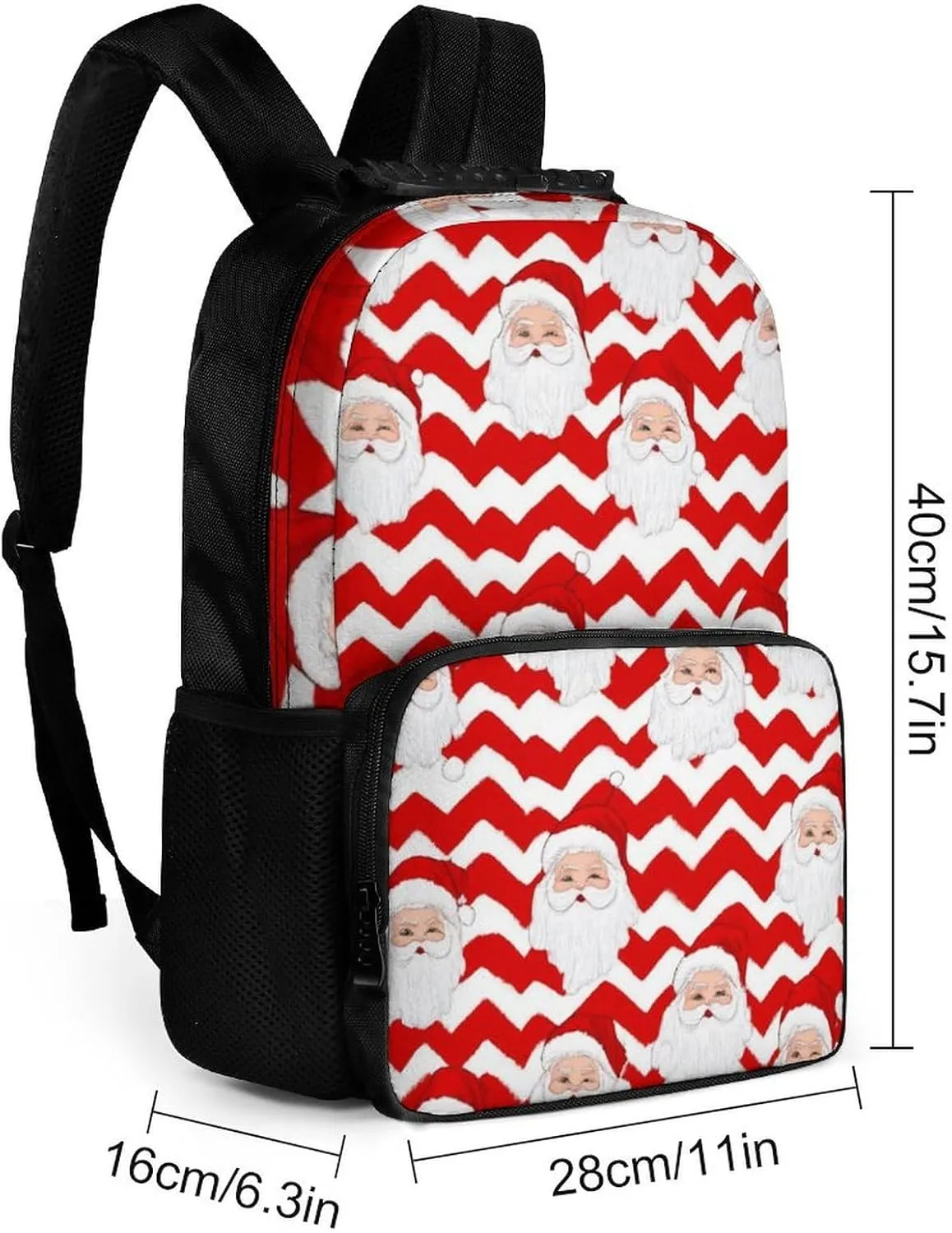 Supdreamc Polyester Daypack for Hiking Work Running - Big Capacity Anti-Theft Multipurpose Shoulder Bag, Christmas Santa Claus Red Travel and Sport Backpack Rucksack