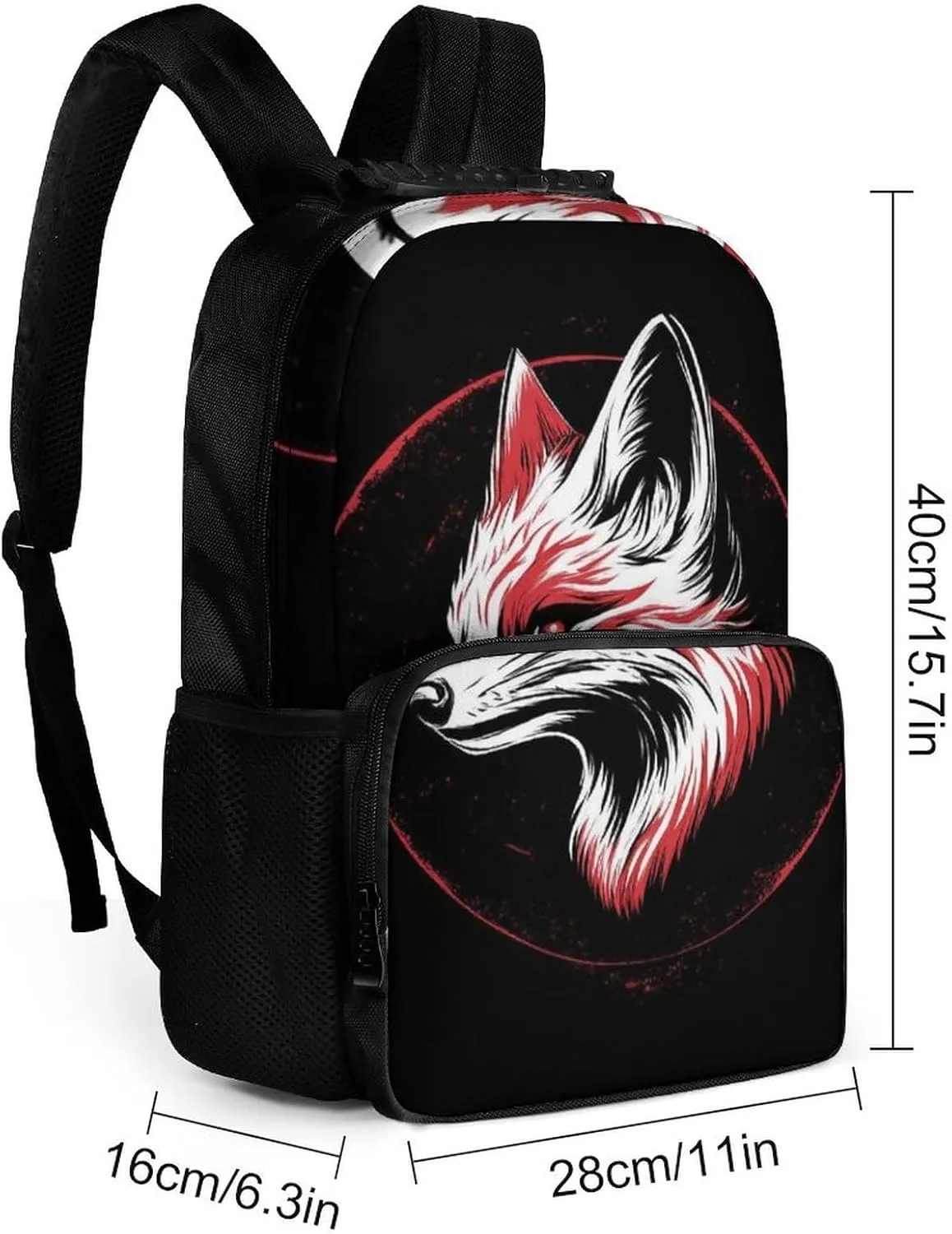 Supdreamc Polyester Daypack for Hiking Work Running - Big Capacity Anti-Theft Multipurpose Shoulder Bag, Japanese Fox Art Travel and Sport Backpack Rucksack