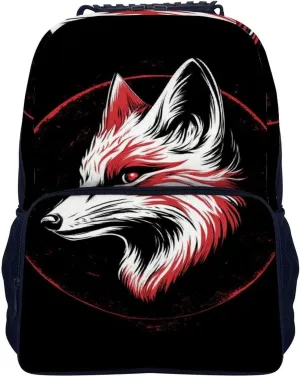 Supdreamc Polyester Daypack for Hiking Work Running - Big Capacity Anti-Theft Multipurpose Shoulder Bag, Japanese Fox Art Travel and Sport Backpack Rucksack