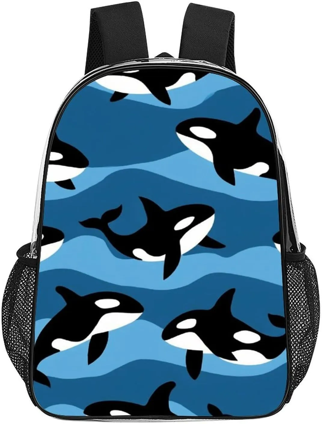 Supdreamc Transparent Daypack Backpack for Trekking Picnic Walking Cycling - Large Capacity Anti-Theft Multipurpose Shoulder Bag, Ocean Orca Killer Whale Casual Daypack