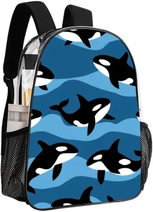 Supdreamc Transparent Daypack Backpack for Trekking Picnic Walking Cycling - Large Capacity Anti-Theft Multipurpose Shoulder Bag, Ocean Orca Killer Whale Casual Daypack