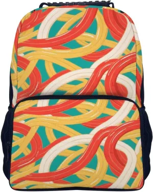 Supdreamc Women Men Polyester Ramen Noodles Texture Art Casual Daypack Large Capacity Bookbag With Side Pockets for Sports Picnic Walking Cycling