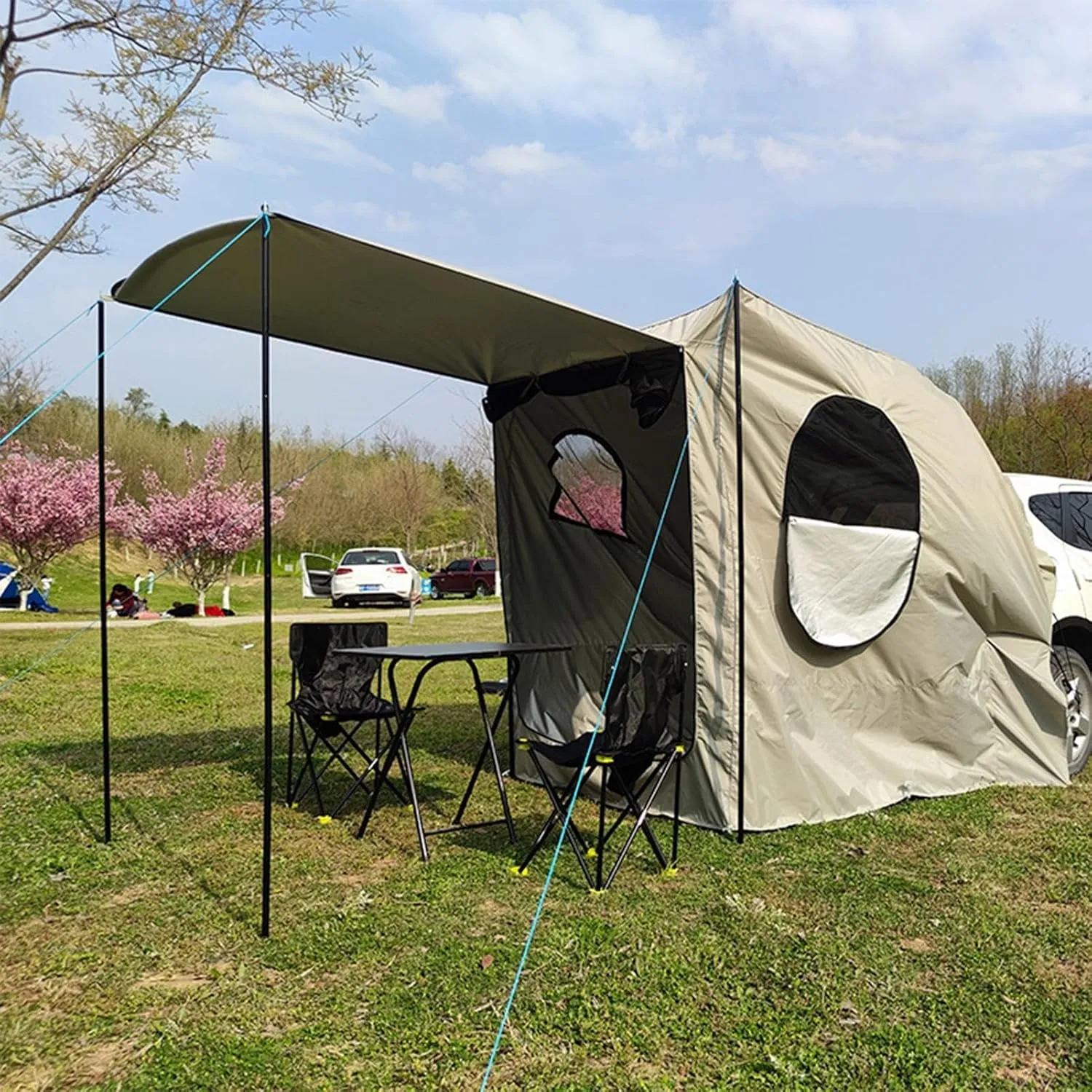 SUV Camping Tent, Waterproof Trunk Tent, Multifunctional Camping Tent with Floor Mat, Portable Camping Tent, Lightweight Tent, Car Rear Tent Trunk Shelter, Sun Shelter for Camping Traveling Outdoor