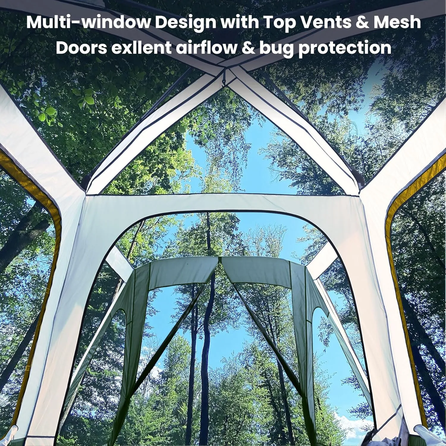 SUV Tents for Camping 6-8 People, 10x10ft SUV Tent Attachment for Camping with Screen Room & Awning, Pop Up Tailgate Tent, 210D Oxford PU 3000mm Waterproof 4 Season Car Tents - ArmyGreen