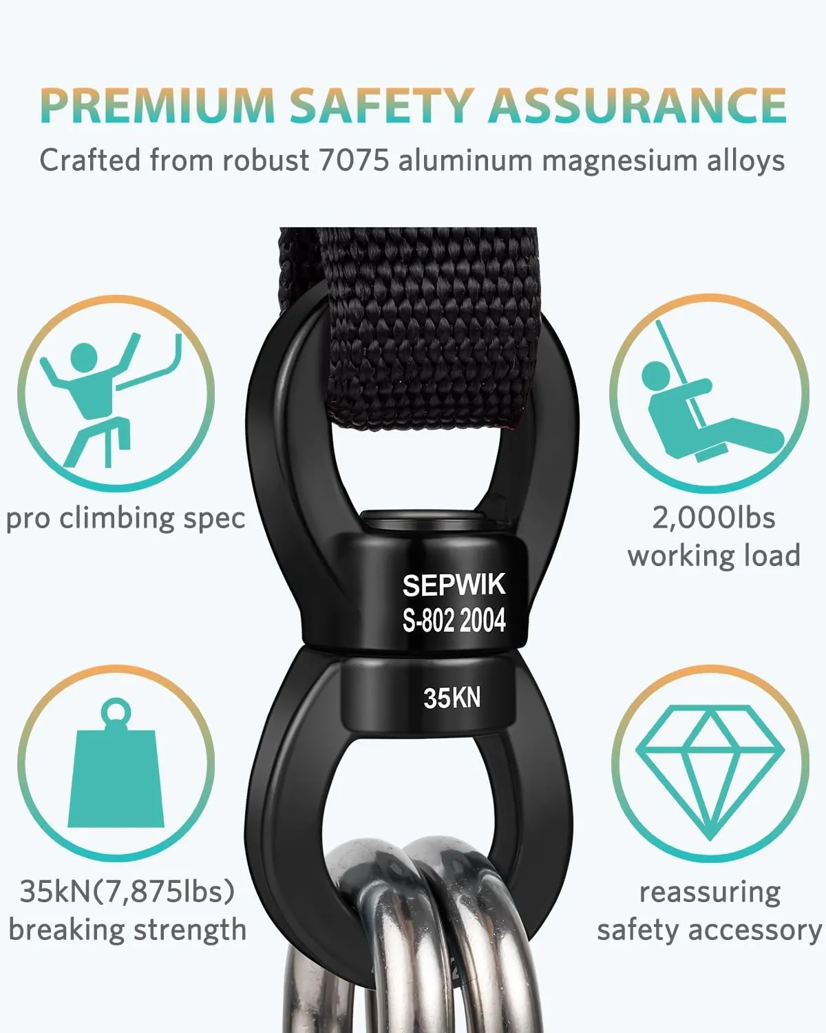 Swing Swivel, 35KN Swing Spinner, 360° Safety Rotational Device Hanging Accessory for Hanging Hammock, Aerial Dance