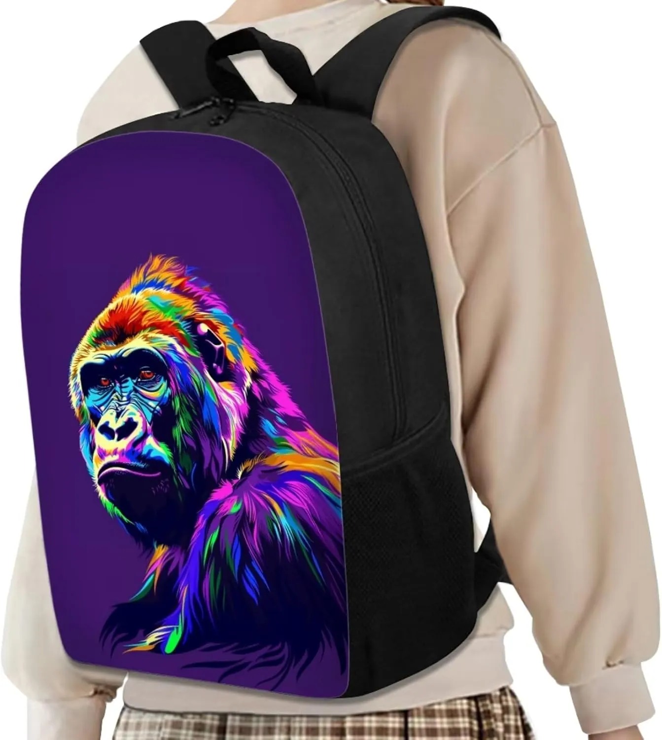 SYtrade Anime Gorilla Purple Travel Backpack Girls Boys School Bookbag Kawaii Hiking Gym Backpack 17 Inch