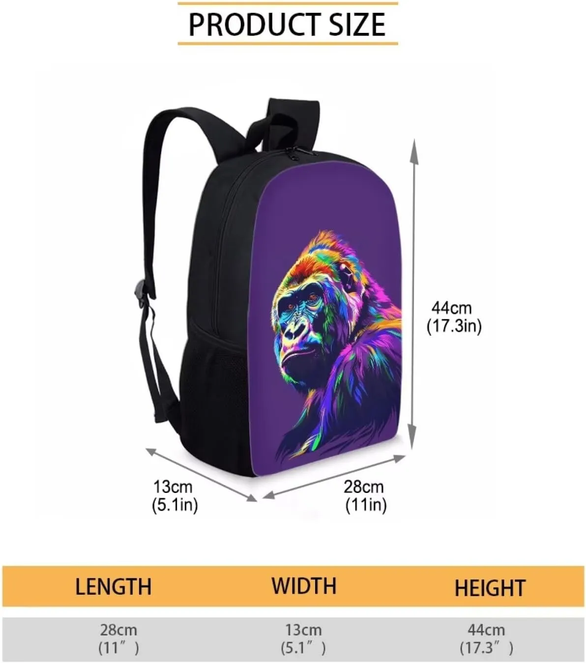 SYtrade Anime Gorilla Purple Travel Backpack Girls Boys School Bookbag Kawaii Hiking Gym Backpack 17 Inch
