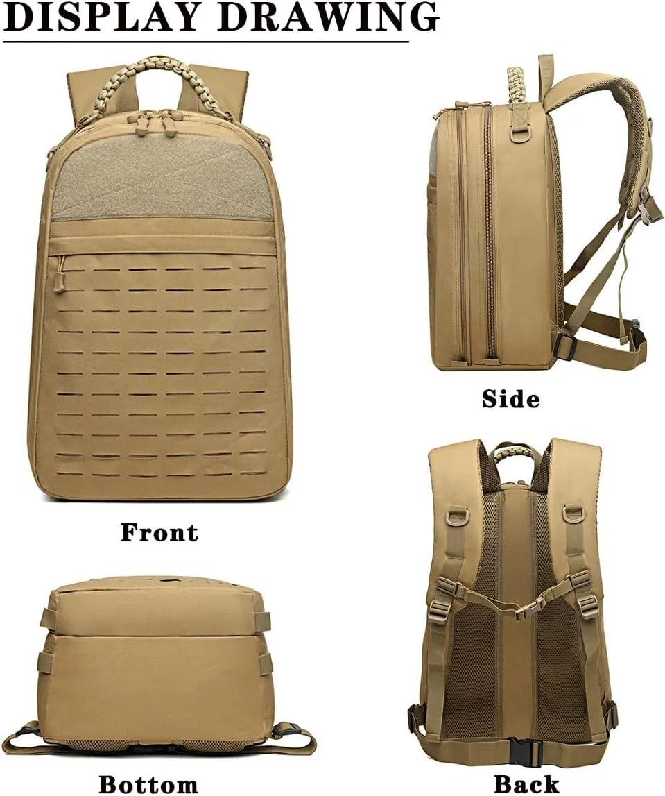 Tactical Assault Backpack，Heavy duty zipper，Travel Laptop Backpacks，Hiking Backpack military backpack, Rucksack. (01#khaki)