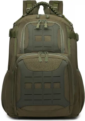 Tactical Backpack Canvas Backpacks Outdoor laptop backpack MOLLE nylon Backpack Hiking Camping fishing (army green)