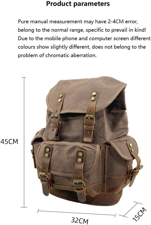 Tactical Backpack Military Molle Hiking 20-35L Waterproof oil wax canvas bag travel black