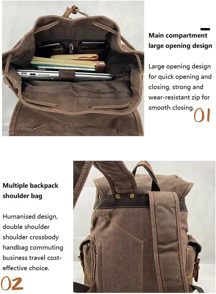 Tactical Backpack Military Molle Hiking 20-35L Waterproof oil wax canvas bag travel black