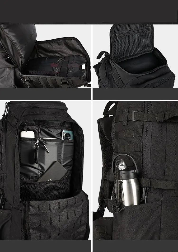 Tactical Backpack Military Molle Hiking 56-75L Camping Mountaineering Hiking Tactical Black