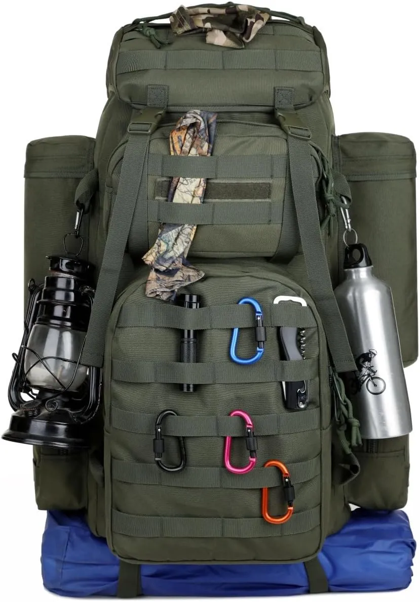 Tactical Backpack Military Molle Hiking 56-75L Outdoor Hiking Bag Wild Jungle Tactical Trekking Rucksack Army Green Camouflage
