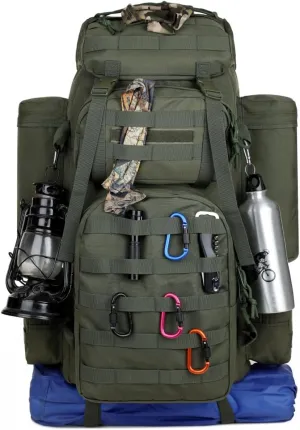 Tactical Backpack Military Molle Hiking 56-75L Outdoor Hiking Bag Wild Jungle Tactical Trekking Rucksack Army Green Camouflage