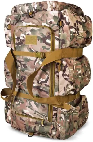 Tactical Backpack Military Molle Hiking 56-75L Outdoor Tactical One-Shoulder-Double-Shoulder Hand-Held Travel Bag All-Terrain Camouflage