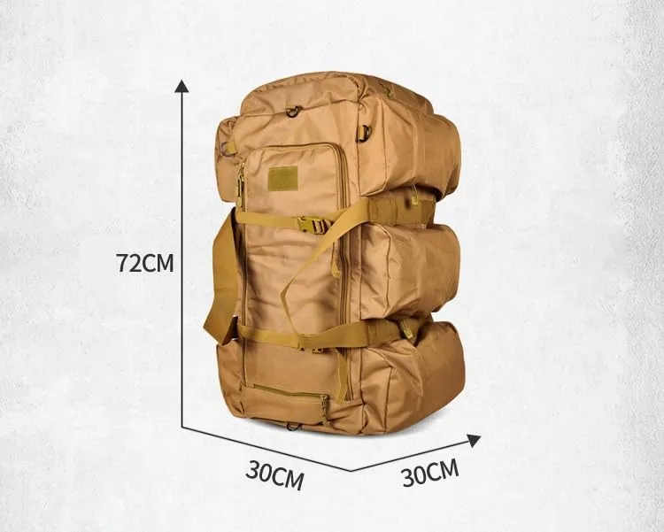 Tactical Backpack Military Molle Hiking 56-75L Outdoor Tactical One-Shoulder-Double-Shoulder Hand-Held Travel Bag All-Terrain Camouflage