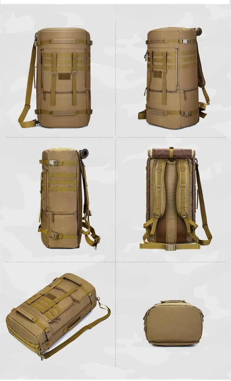 Tactical Backpack Military Molle Hiking 65L Outdoor camouflage hiking shoulder hand sports black