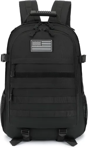 Tactical School Backpack for Boys Men, Military Army Bookbag for Kids Teens Adults Camping Travel Outdoor Hiking (Black)