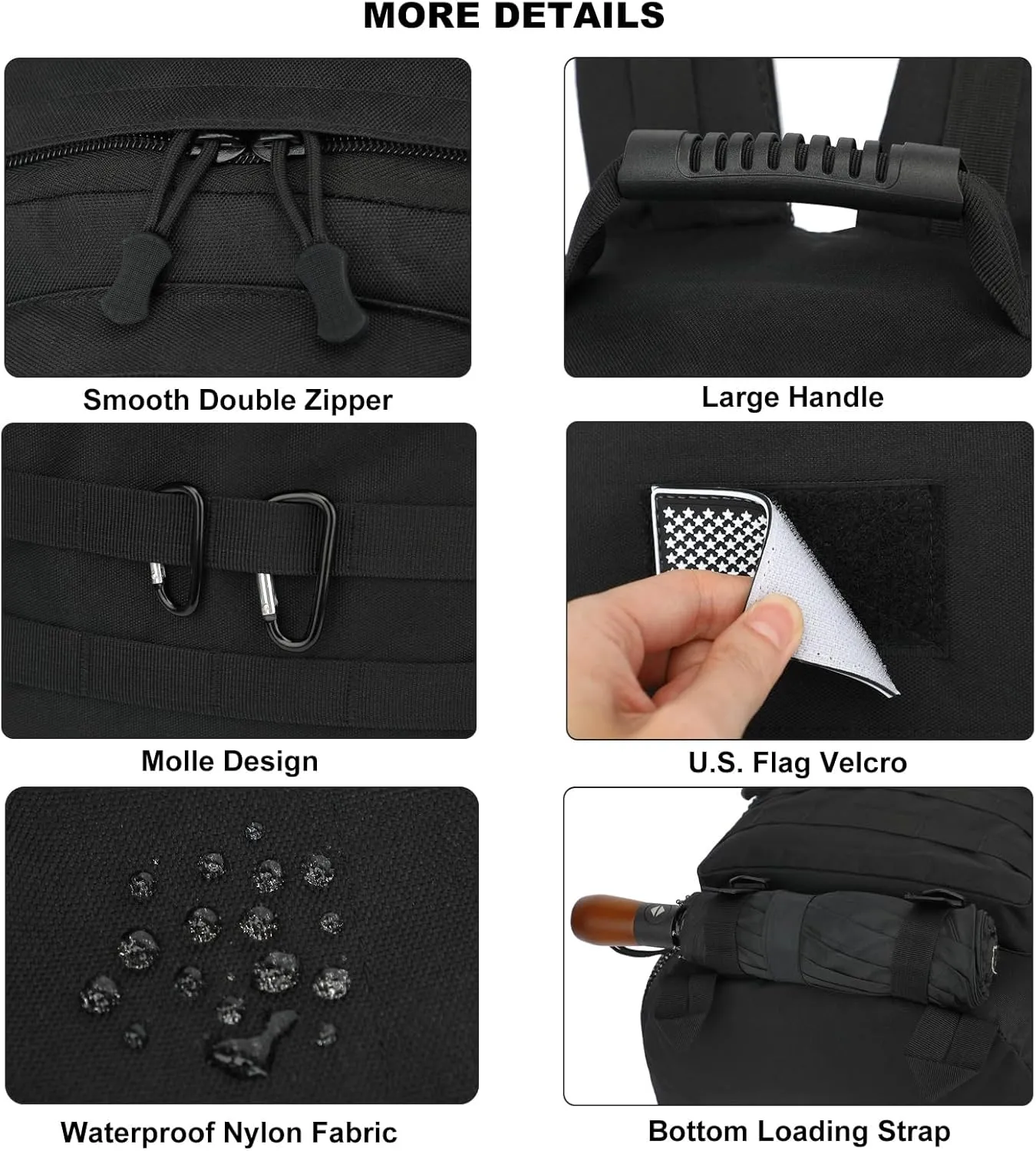 Tactical School Backpack for Boys Men, Military Army Bookbag for Kids Teens Adults Camping Travel Outdoor Hiking (Black)