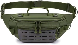 Tactical Waist Bag Military Assault Pack Backpack Large Capacity Camping Rucksack for Unisex Climbing Outdoor Travel (Green)