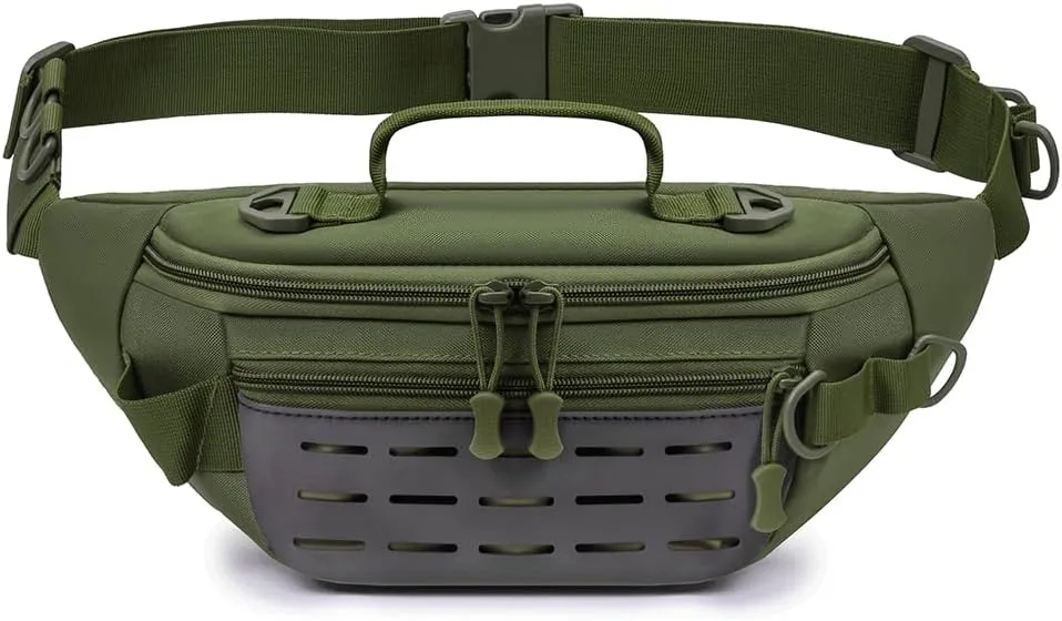 Tactical Waist Bag Military Assault Pack Backpack Large Capacity Camping Rucksack for Unisex Climbing Outdoor Travel (Green)
