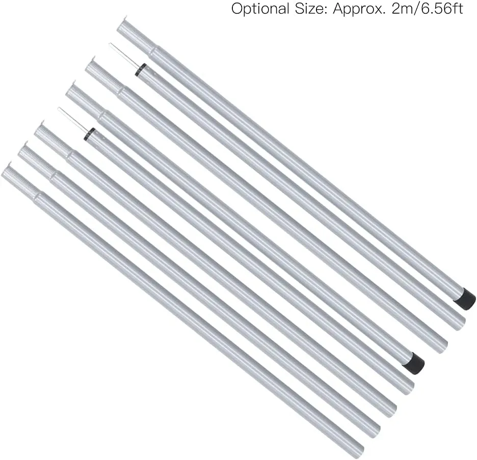 Tarp Poles Replacement Canopy Adjustable Steel Rods, Portable Lightweight for Tent Fly, Awning, Outdoor Camping, Hiking, Backpacking(2M)