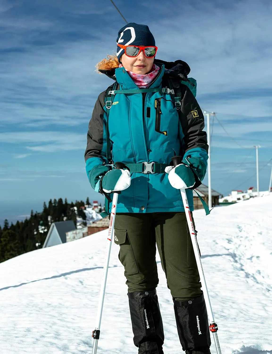TBMPOY Women's Hiking Cargo Pants Outdoor Waterproof Windproof Softshell Fleece Snow Pants