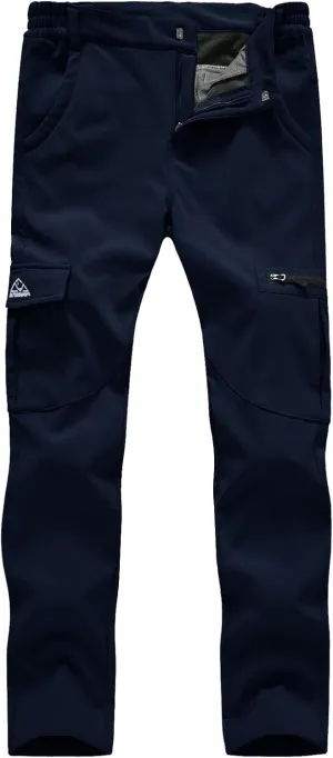 TBMPOY Women's Hiking Cargo Pants Outdoor Waterproof Windproof Softshell Fleece Snow Pants