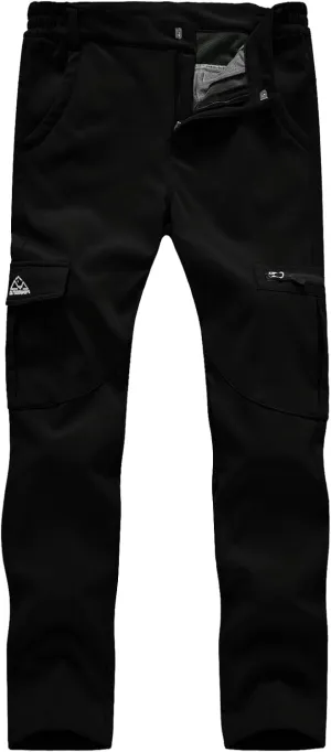 TBMPOY Women's Hiking Cargo Pants Outdoor Waterproof Windproof Softshell Fleece Snow Pants