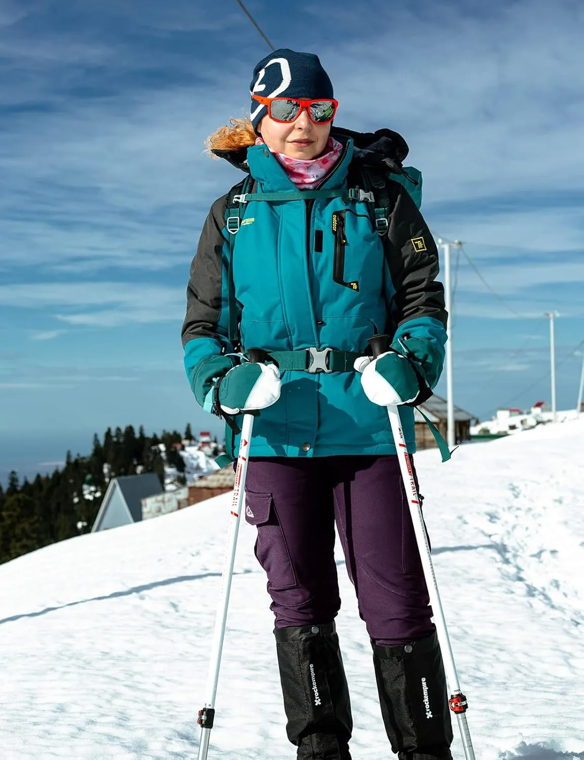 TBMPOY Women's Hiking Cargo Pants Outdoor Waterproof Windproof Softshell Fleece Snow Pants