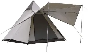 Tent Aluminum Automatic Pole Outdoor Camping Indian Pyramid Tent Sunshade Sunscreen Waterproof Steeple Double Layers (Color : Kakhi) (Cream White)