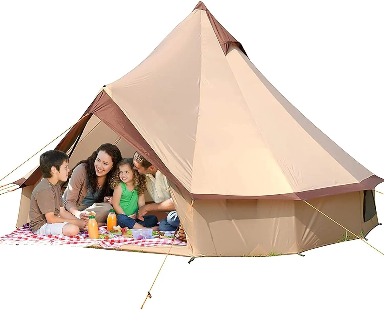 Tent Canvas Tent with Stove Hole Cotton Canvas Tents Yurt Tent for Camping 4-Season Waterproof Tent for Family Camping Outdoor Glamping,Luxury Teepee