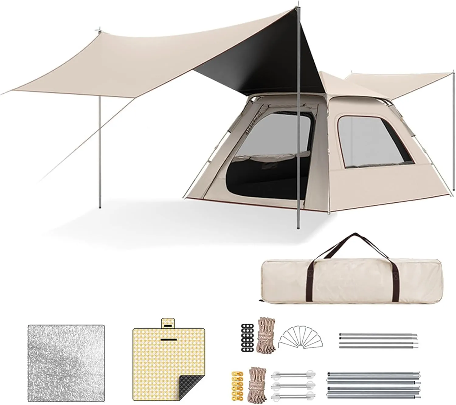 Tent for Camping, 4-9 Person Family Tent, 310 * 270cm Sunshade Canopy, Easy Setup Lightweight 2 Doors 2 Window, for Traveling, Beach, Camping, Hiking, Mountaineering,5-9People