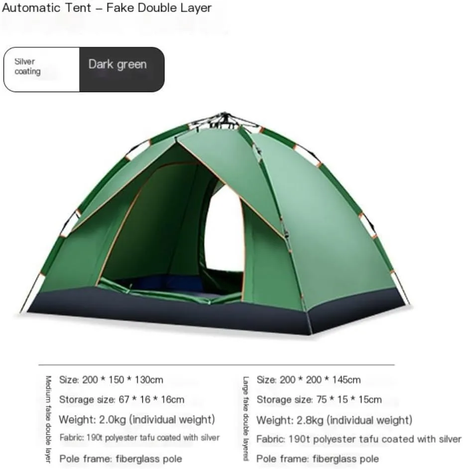 Tent Tent Outdoor Camping Automatic Tent Quick-Open Camping Fake Double-Layer Folding Camp Tent Camping Equipment Outdoor Tent