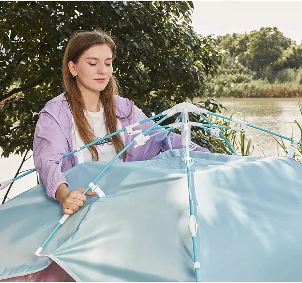 Tents for Camping Beach Tents Automatic Pop Up Camping Tent 4 Person with 2 Door 2 Mesh Windows Waterproof Instant Tent Outdoor Tent Family Tents for Camping Hiking Traveling