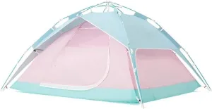 Tents for Camping Beach Tents Automatic Pop Up Camping Tent 4 Person with 2 Door 2 Mesh Windows Waterproof Instant Tent Outdoor Tent Family Tents for Camping Hiking Traveling