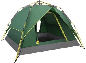 Tents for Camping Tent Family Camping Tent 3-4 Person with 2 Door 4 Mesh Windows Double Layer Instant Tent Automatic Pop Up Beach Tent (Color : Green, Size : 220 * 200 * 135cm)