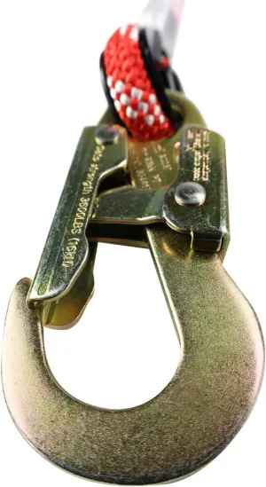 The Red-3 2-in-1 Prusik Positioning Lanyard for Climbing & Fall Protection - Static Kernmantle Rope 1/2 inch Diameter x 12 ft, 5,400 lb MBS - 2 Steel Safety Snap Swivels