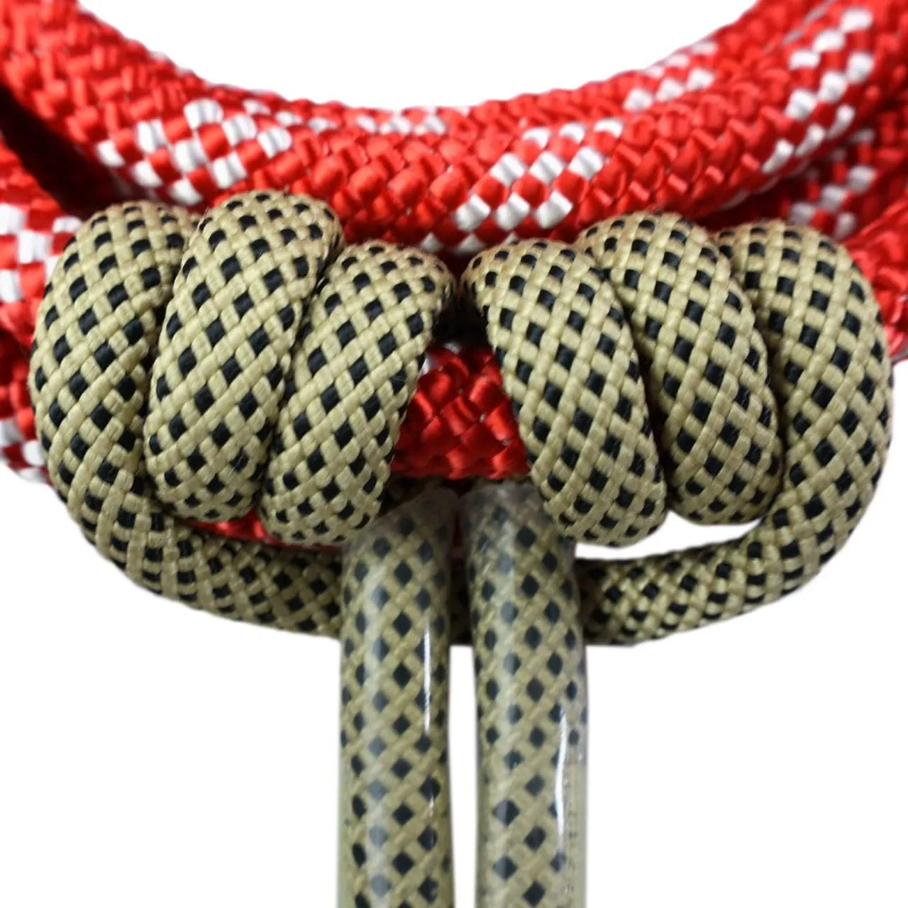 The Red-3 2-in-1 Prusik Positioning Lanyard for Climbing & Fall Protection - Static Kernmantle Rope 1/2 inch Diameter x 12 ft, 5,400 lb MBS - 2 Steel Safety Snap Swivels