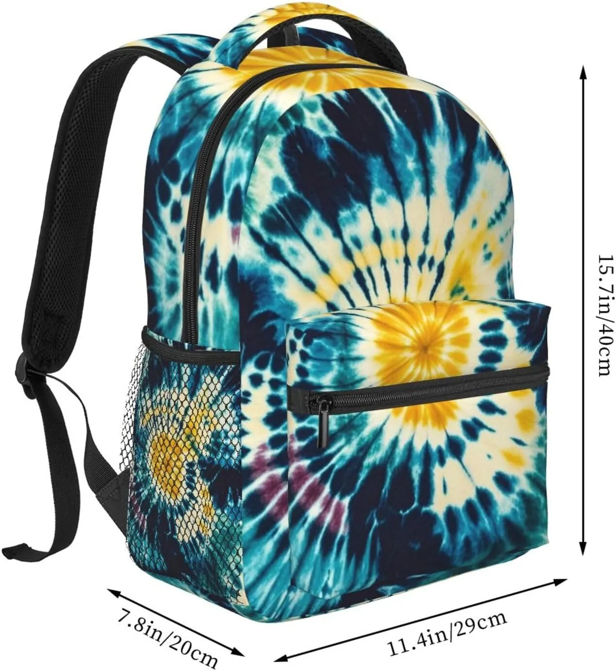 Tie Dye Art Rucksack Polyester Anti-Theft Multipurpose Carry On Bag Large Capacity Travel and Sport Backpack Rucksack With Smooth Zippers