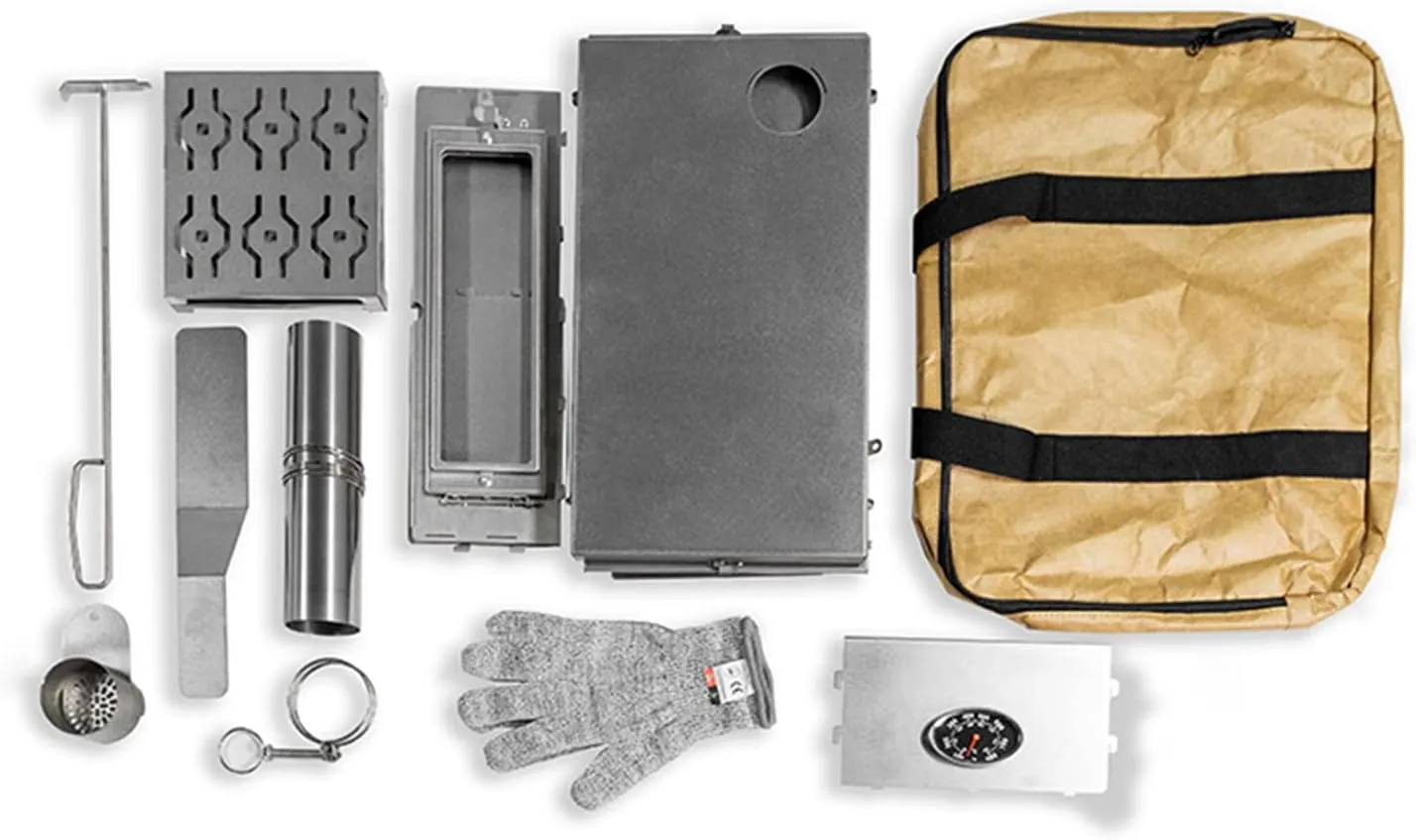 Titanium camping tent stove, wood stove with large side glass, foldable small camping stove for backpacking with chimney pipes for winter